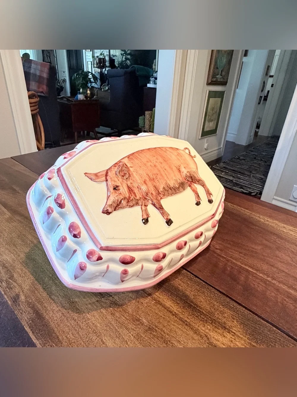 Vintage 70s Handpainted Hanging Pig Mold...Made in Italy 101/2 x 8